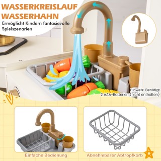 Costway Παιδική Κουζίνα με Παγωτομηχανή, Φούρνο, Μικροκύματα και Πλ...