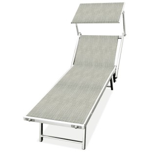 BAKAJI  Ξαπλώστρα Παραλίας Αλουμινίου με Σκίαστρο LIDO Γκρι Θάλασσα...