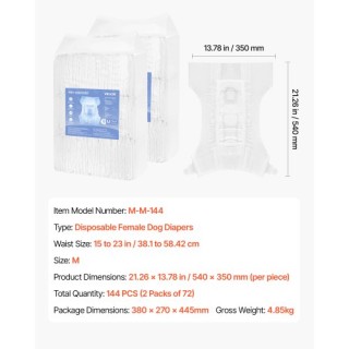 VEVOR Υπερ-Απορροφητικές Πάνες Μίας Χρήσης για Θηλυκά Σκυλιά Μέγεθο... VEVOR Υπερ-Απορροφητικές Πάνες Μίας Χρήσης για Θηλυκά Σκυλιά Μέγεθο...