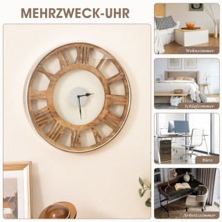 Costway Αθόρυβο Ρολόι Τοίχου Ø 40 εκ. με Κλασικό Πλαίσιο & Ρωμαϊκό ...