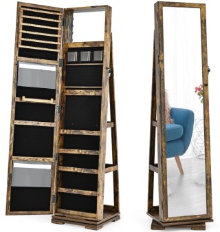 Ξύλινη Περιστρεφόμενη Κοσμηματοθήκη Μπιζουτιέρα με Ολόσωμο Καθρέπτη... Ξύλινη Περιστρεφόμενη Κοσμηματοθήκη Μπιζουτιέρα με Ολόσωμο Καθρέπτη...