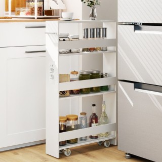 Costway Ραφιέρα Κουζίνας με 4 Ράφια και Σταθμό Φόρτισης σε Ρόδες 80...