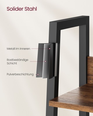 Ράφι Σκάλας VASAGLE 4 Επιπέδων, Βιομηχανικό, Καφέ/Μαύρο Ράφι Σκάλας VASAGLE 4 Επιπέδων, Βιομηχανικό, Καφέ/Μαύρο