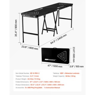 VEVOR Πτυσσόμενο Τραπέζι Μπιραρίας 2.4 μ για Πάρτι και Παιχνίδια με... VEVOR Πτυσσόμενο Τραπέζι Μπιραρίας 2.4 μ για Πάρτι και Παιχνίδια με...