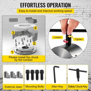 Τόρνος VEVOR K11-200 200mm 3 Σιαγόνες Αυτοκεντρούμενες 8 CNC  KPK11...