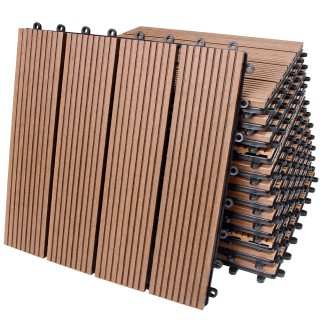 BAKAJI  Σετ 11 Πλακάκια Δαπέδου από WPC για Εξωτερικό Κήπο 30x30 εκ...