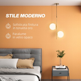 HOMCOM  Κρεμαστό φωτιστικό με 2 γυάλινα καπέλα και ρυθμιζόμενο καλώ...