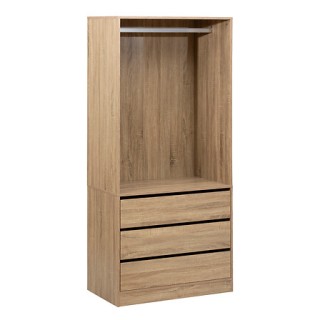 Ξύλινη Ντουλάπα με 3 Συρτάρια & Κρεμάστρα 80 x 48 x 180cm Φυσικό Ξύ... Ξύλινη Ντουλάπα με 3 Συρτάρια & Κρεμάστρα 80 x 48 x 180cm Φυσικό Ξύ...