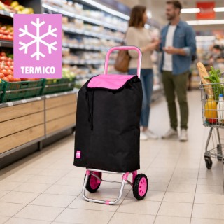 BAKAJI Καρότσι Poseidon Ροζ με Θερμική Επένδυση Τρόλεϊ Ψυγείο 35L μ...