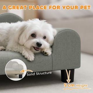 PawHut Στρώμα Σκύλου με Μπράτσα Στήριξης, Ξύλινο & Υφασμάτινο Frenc...