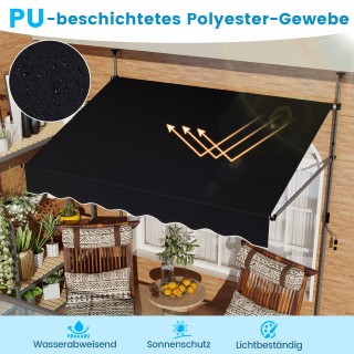 Costway Προσαρμόσιμη Μαύρη Τέντα 200cm, Χωρίς Τρύπες, Ανθεκτική στ... Costway Προσαρμόσιμη Μαύρη Τέντα 200cm, Χωρίς Τρύπες, Ανθεκτική στ...