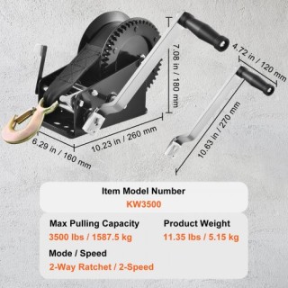 VEVOR Χειροκίνητος Βίντσι 3500 lbs με Ιμάντα 33 ft για Σκάφος/Τρέι... VEVOR Χειροκίνητος Βίντσι 3500 lbs με Ιμάντα 33 ft για Σκάφος/Τρέι...