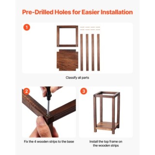 VEVOR Σετ 24 Ξύλινων Φαναριών Γάμου VEVOR, 140 x 140 x 254.8 mm, Κα...