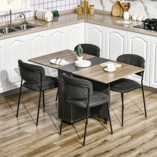 Τραπεζαρία HOMCOM Πτυσσόμενη ορθογώνια μοριοσανίδα με 2 συρτάρια, ν...