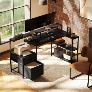 HOMCOM Γραφείο Gaming με Θέσεις Αποθήκευσης και 2 Υποστηρίγματα για...