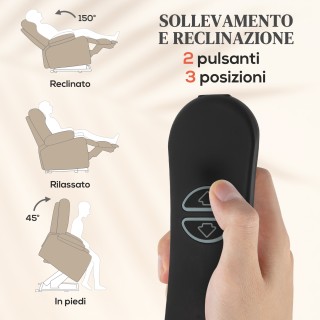 HOMCOM Ανακλινόμενη Πολυθρόνα Μασάζ με Ανύψωση, 93x104x105 cm, Μπεζ...