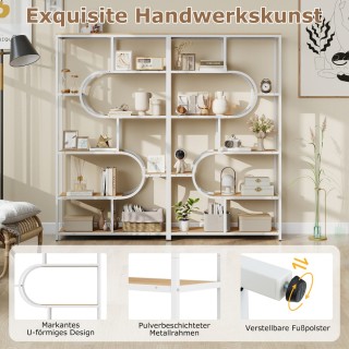 Costway Πενταώροφη Βιβλιοθήκη με Ανοιχτά Ράφια, Φυσικό & Λευκό Σχέδ...