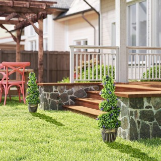 HOMCOM Σετ 2 Τεχνητών Φυτών Σπείρα από PE 90 εκ. με Συμπεριλαμβανόμ...