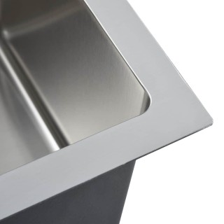 vidaXL Ανοξείδωτος Νεροχύτης Κουζίνας Silverμε Αντικραδασμική Προστ...
