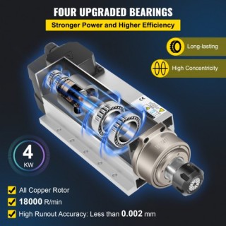 VEVOR 4KW 2220V Αερόψυκτο Μοτέρ CNC ER25 για Χάραξη/Φρεζάρισμα  ER2...