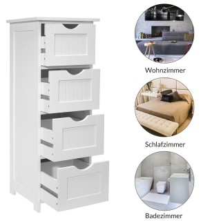 BAKAJI Κινητό Μπάνιο Συρταριέρα 4 Συρτάρια με Ράφι Ξύλο MDF Λευκό ... BAKAJI Κινητό Μπάνιο Συρταριέρα 4 Συρτάρια με Ράφι Ξύλο MDF Λευκό ...