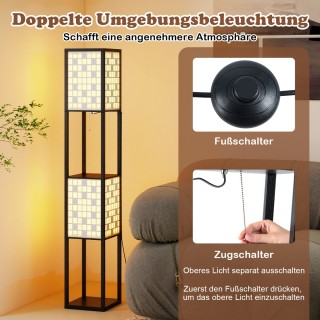 Costway Δίφωτη Επιδαπέδια Λάμπα με 2 Ράφια & Διακόπτη Ποδιού - Ξύλι... Costway Δίφωτη Επιδαπέδια Λάμπα με 2 Ράφια & Διακόπτη Ποδιού - Ξύλι...