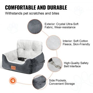 Κάθισμα Αυτοκινήτου VEVOR για Μικρό Σκύλο έως 9kg Σκούρο Γκρι  CWZG...