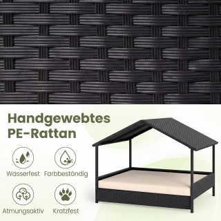 Costway Ανωμένο Ρατάν Σοφάκι με Σκίαστρο για Μικρούς και Μεσαίους Σ...