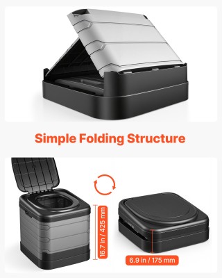 VEVOR Φορητή Τουαλέτα 150kg, Αναδιπλούμενη Τουαλέτα Κάμπινγκ με Τσά...