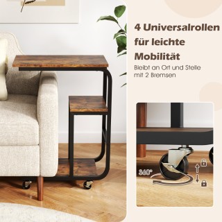Γωνιακό βοηθητικό τραπέζι με ανοιχτά ράφια & τροχούς με φρένα, εξοι... Γωνιακό βοηθητικό τραπέζι με ανοιχτά ράφια & τροχούς με φρένα, εξοι...