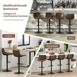 Costway Σετ 2 Ρυθμιζόμενα Περιστρεφόμενα Σκαμπό Μπαρ με Πλάτη και Υ...