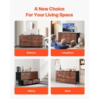 VEVOR Συρταριέρα 6 Συρταριών με Μεταλλικό Σκελετό σε Ρουστίκ Καφέ 2...