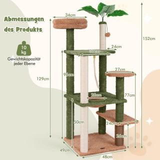 Costway 152 εκ. ψηλό δέντρο γάτας για οικόσιτες γάτες, πολυεπίπεδος...