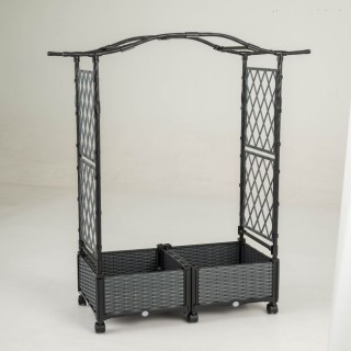 Costway Υπερυψωμένο Παρτέρι με Σχάρα Αναρρίχησης και Κρεμαστή Στέγη...