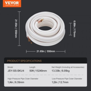 Σετ Σωληνώσεων VEVOR 15240mm για Κλιματιστικά Mini Split KDLJTG50F... Σετ Σωληνώσεων VEVOR 15240mm για Κλιματιστικά Mini Split KDLJTG50F...