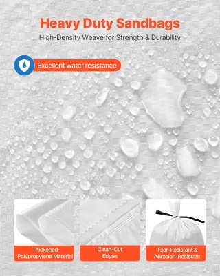 VEVOR Ανθεκτικά Σακιά Άμμου 40x66 cm με Δέσιμο, Αντοχή 22,6 kg JBXS...
