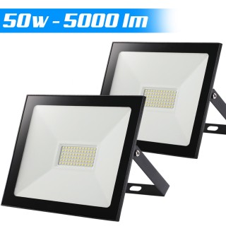 BAKAJI Σετ 2 Fari LED 50W Υψηλής Φωτεινότητας 5000lm Λευκός Προβολέ...