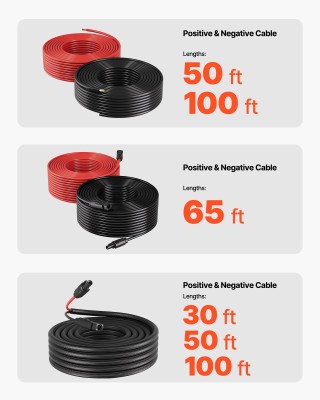 VEVOR Καλώδιο Επέκτασης Ηλιακού Πάνελ 9,14m, 10 AWG, Αδιάβροχο με Σ...