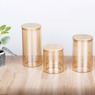 Galileo Γυάλινο Βάζο Amber 1L από Βοριοπυριτικό Γυαλί με Καπάκι από...