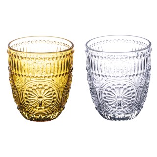 Galileo Σετ 2 ποτήρια νερού 330 ml από γυαλί με ανάγλυφο γεωμετρικό...