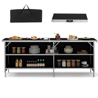 Costway Πτυσσόμενο Τραπέζι Κάμπινγκ 206 x 38 x 83 cm με Αποθηκευτικ...