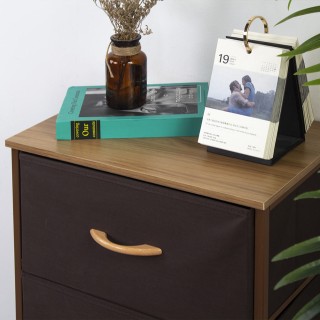 BAKAJI Καφέ Ξύλινη Συρταριέρα με 3 Ράφια Υφάσματος 75x46x30εκ 02814749 BAKAJI Καφέ Ξύλινη Συρταριέρα με 3 Ράφια Υφάσματος 75x46x30εκ 02814749