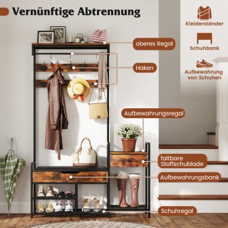 Costway Πολυλειτουργική Βιομηχανική Κρεμάστρα Εισόδου 120 x 30 x 17...