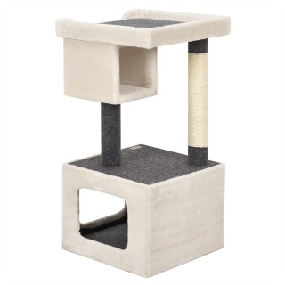 Costway Μικρό Ξύλινο Ονυχοδρόμιο Γάτας Λευκό και Γκρι 42x42x80cm PS...