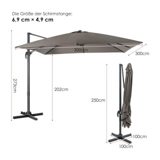 Costway Γκρι Απλό Ampelschirm με 3 Ρυθμίσεις Κλίσης - 300 x 300 x 2... Costway Γκρι Απλό Ampelschirm με 3 Ρυθμίσεις Κλίσης - 300 x 300 x 2...