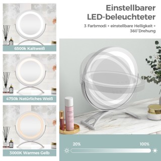 Costway  Καθρέφτης Μακιγιάζ με Ρυθμιζόμενο LED Φωτισμό και Μνήμη Ρυ...