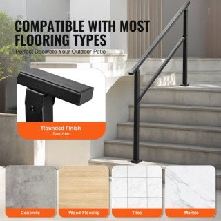 VEVOR Μαύρες Τετράγωνες Ράγες Εξωτερικού Χώρου για Σκάλες 4-5 Σκαλο...