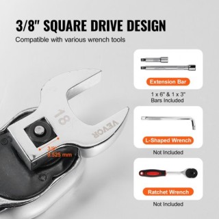 Σετ Κλειδιών VEVOR Crowfoot, 20 Τεμαχίων με 2 Μπάρες Επέκτασης, SAE...