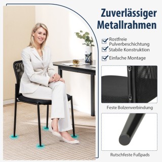 Costway  Σετ 2 Στοιβαζόμενες Καρέκλες Επισκεπτών Χωρίς Μπράτσα 63 x...