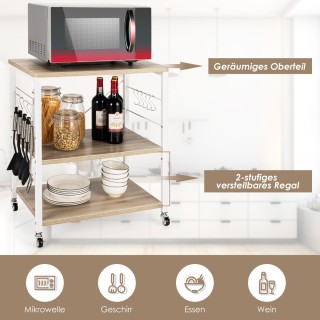 Costway Πολυλειτουργικό Καρότσι Κουζίνας με Ρυθμιζόμενα Ράφια και ... Costway Πολυλειτουργικό Καρότσι Κουζίνας με Ρυθμιζόμενα Ράφια και ...